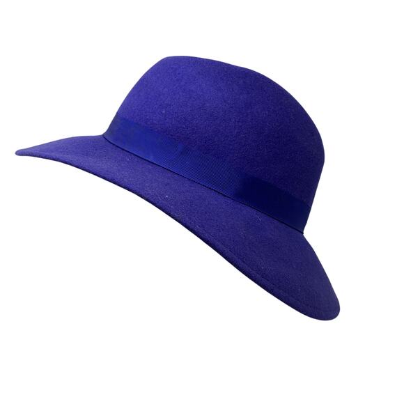 Geo W Bollman Doeskin Felt Fedora Hat Royal Blue Wide Brim Pearl Button main image 7